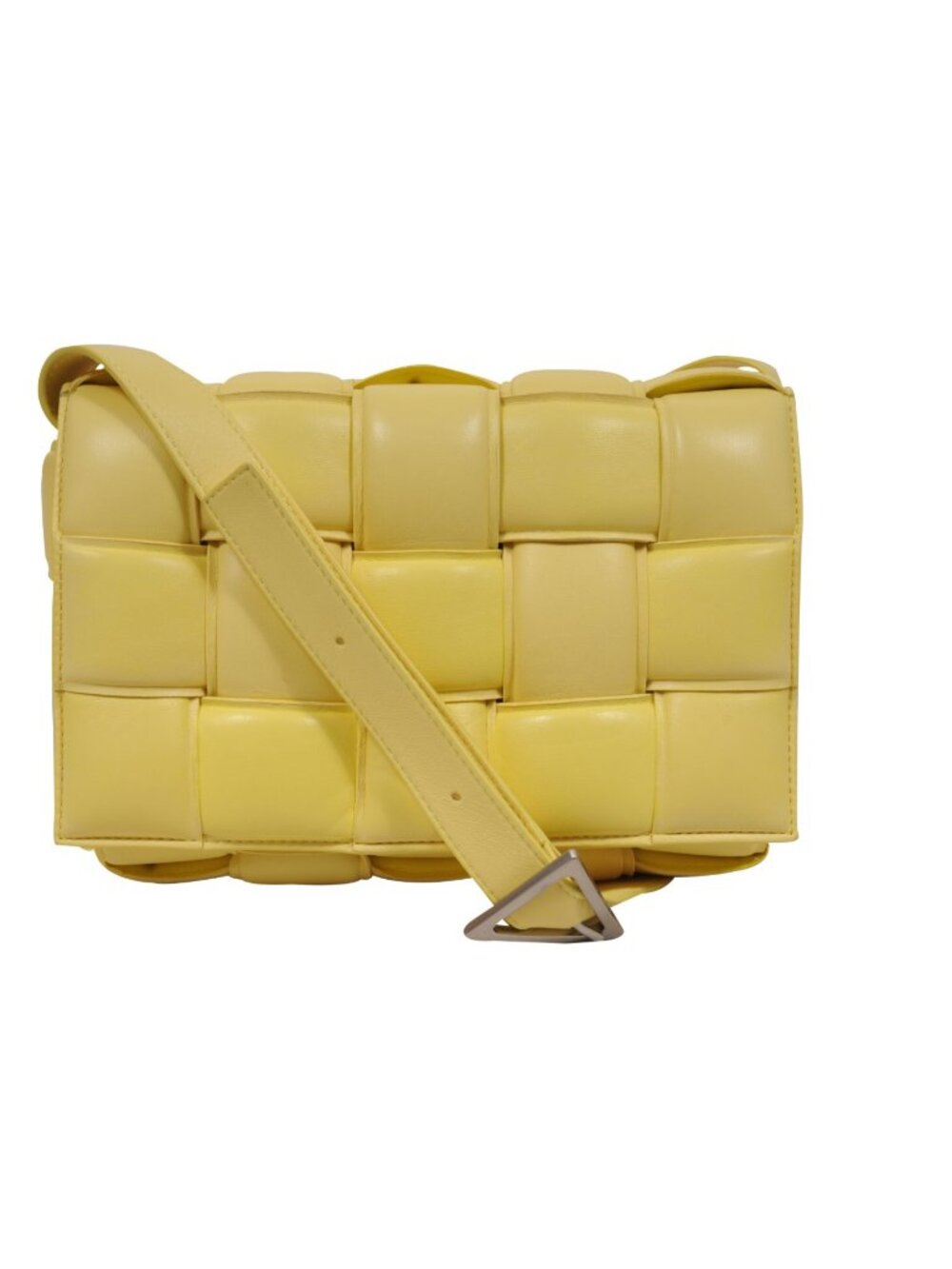 Bottega Veneta Padded Cassette Crossbody Bag Yellow Intrecciato Leather Quilted
